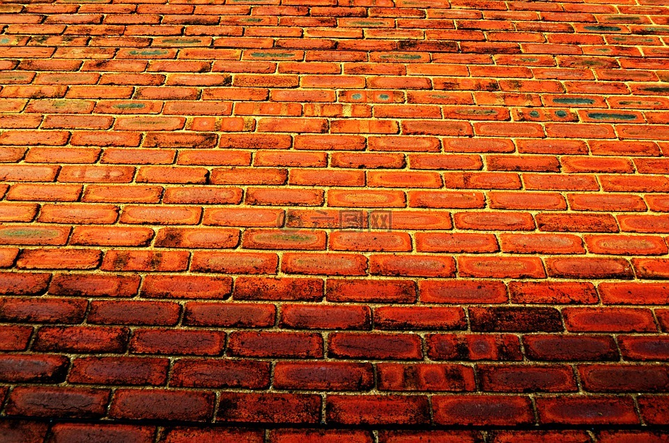 红色,砖,墙
