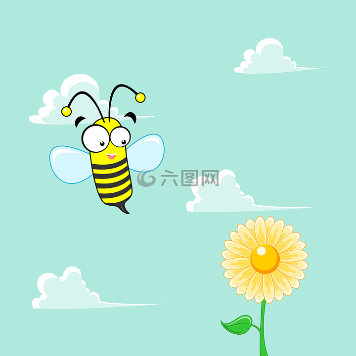 蜜蜂,花,吉祥物