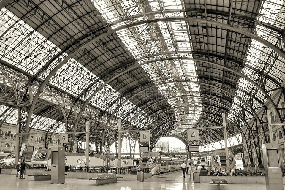站,巴塞罗那,火车