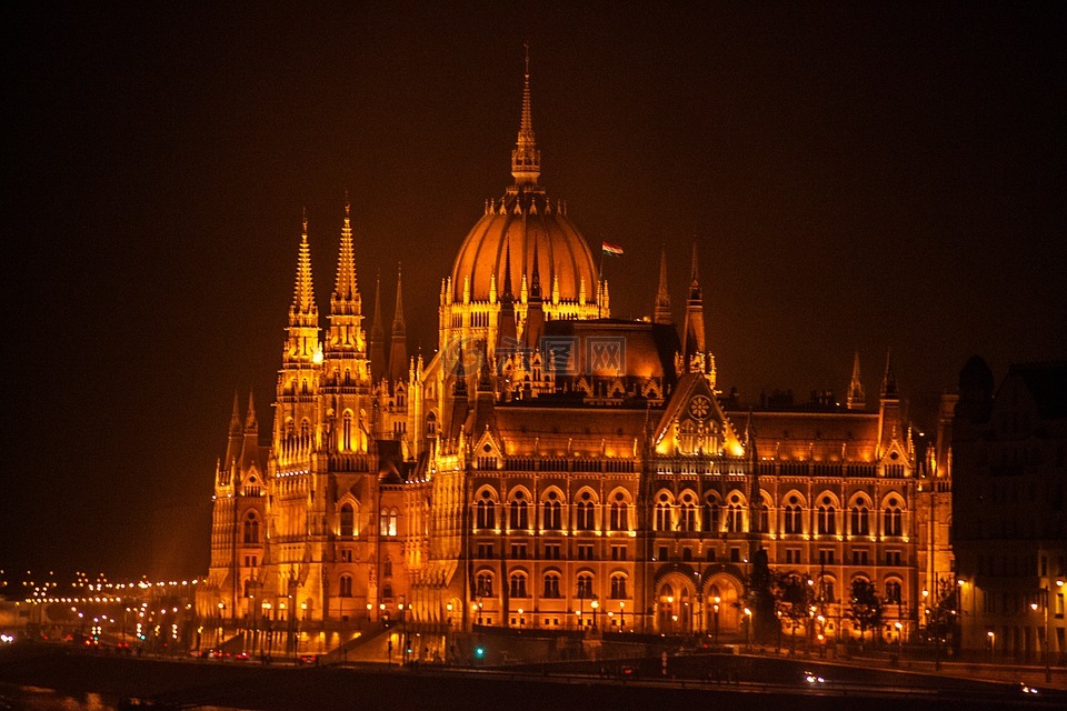 布达佩斯议会,晚上,灯