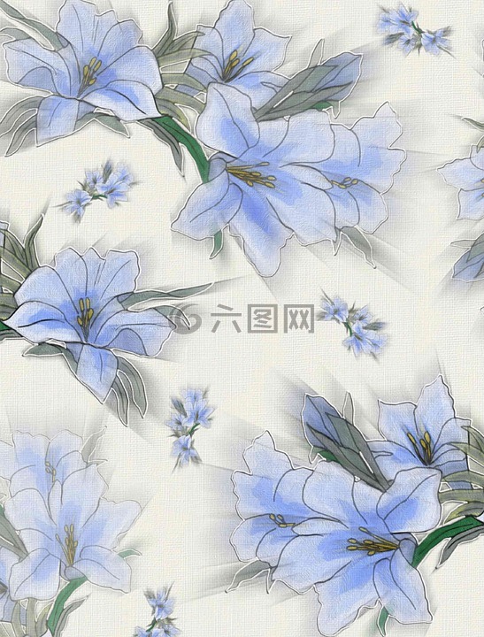 文具,蓝色,鲜花