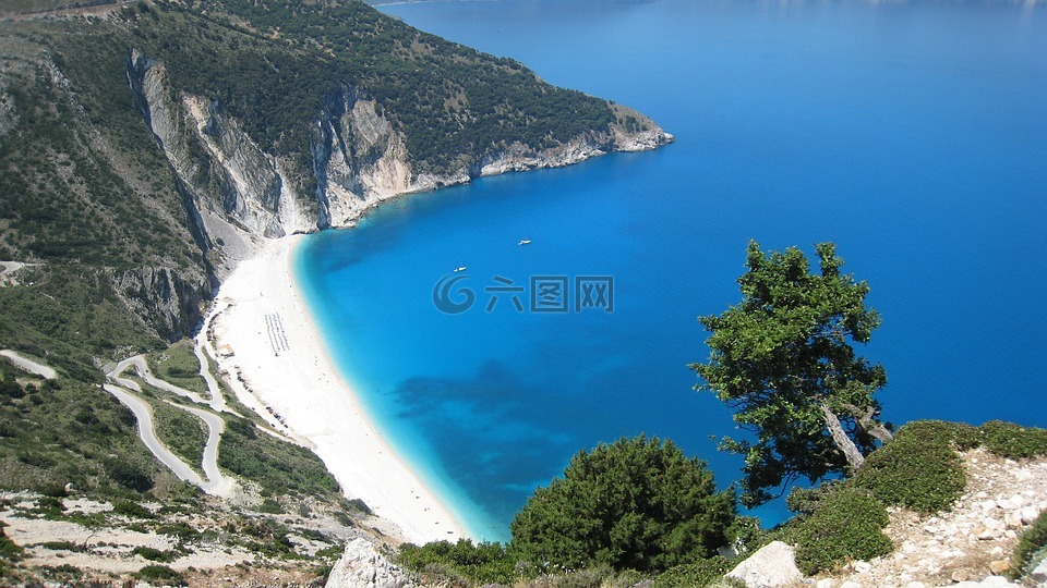 海滩,希腊,凯法利尼亚岛