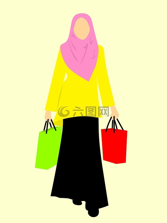 穆斯林,购物,充分的女孩