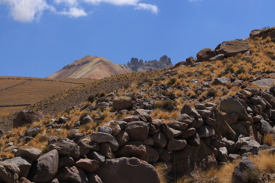 山,火山,陡峭的斜坡