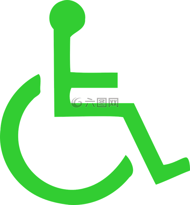 轮椅,绿色,符号