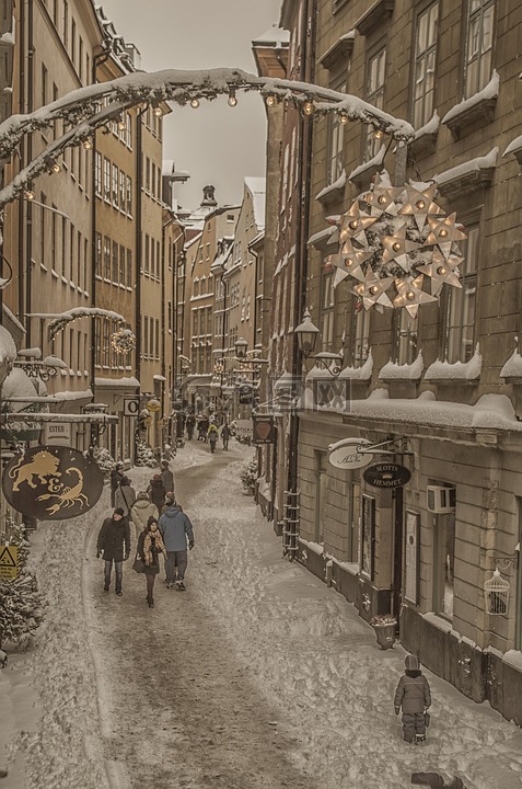 斯德哥尔摩,雪,房子