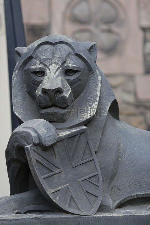狮子,石雕塑,苏格兰