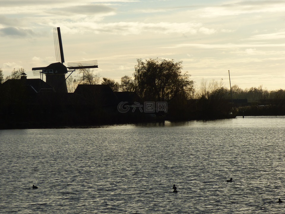 大风车,荷兰,rijpwetering