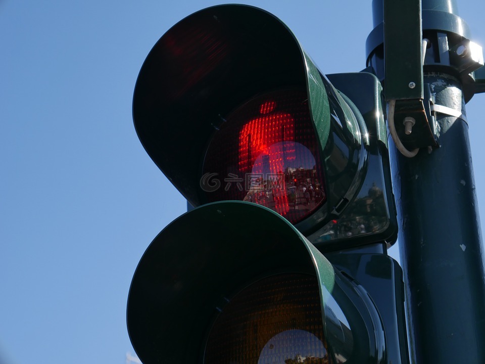 交通灯,红色,红光