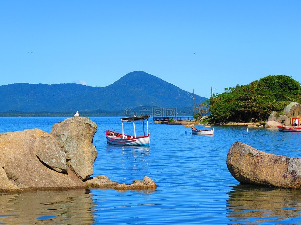 小船,mar,海灘