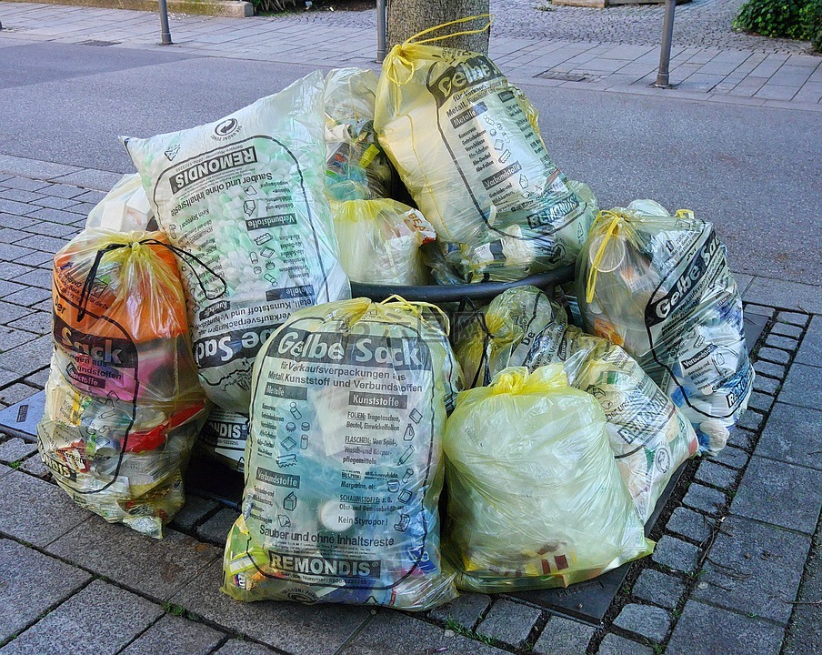 废弃物,垃圾,黄麻袋
