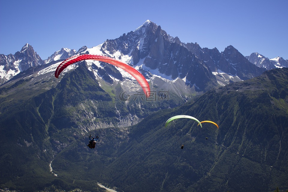 滑翔伞,山,运动