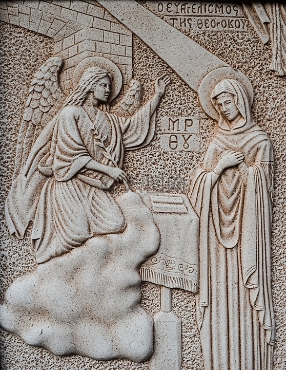 雕刻,天使报喜,圣母玛利亚