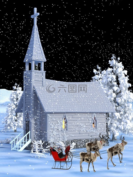 教堂,冬天,圣诞节