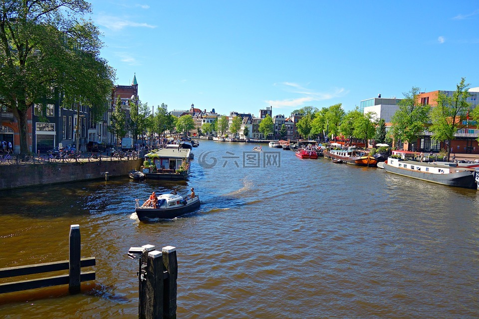 阿姆斯特丹,amstel河,城市中心