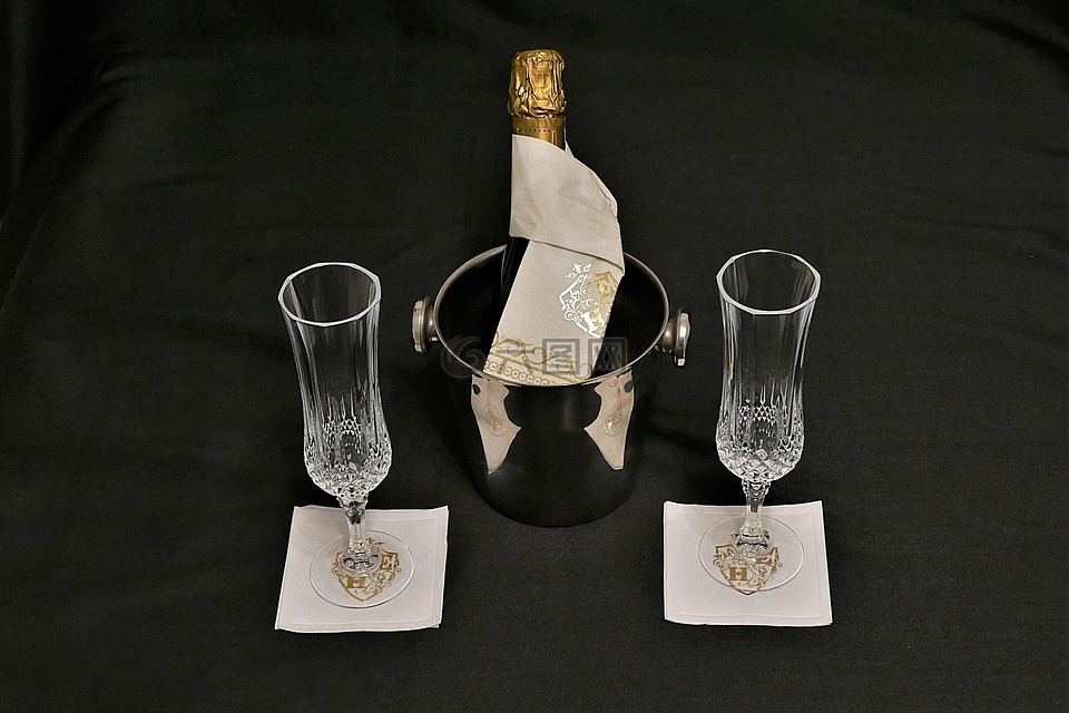 香槟酒,眼镜,香槟冷却器