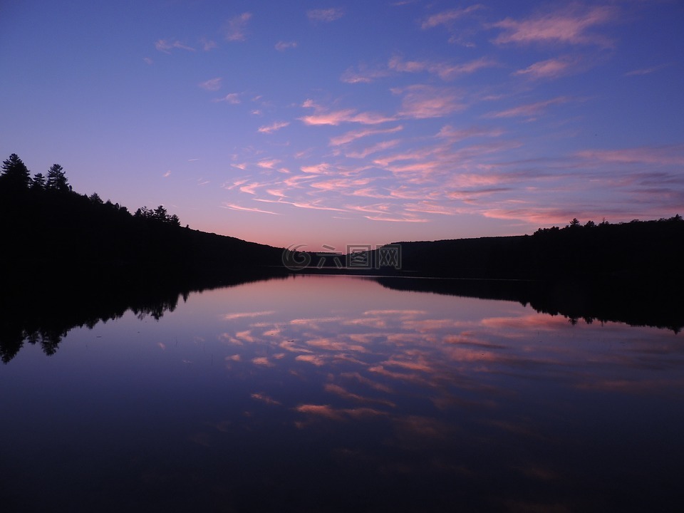 日落,吻痕湖,魁北克省