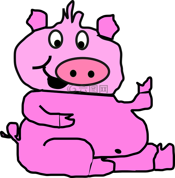 猪,笑脸,粉红色