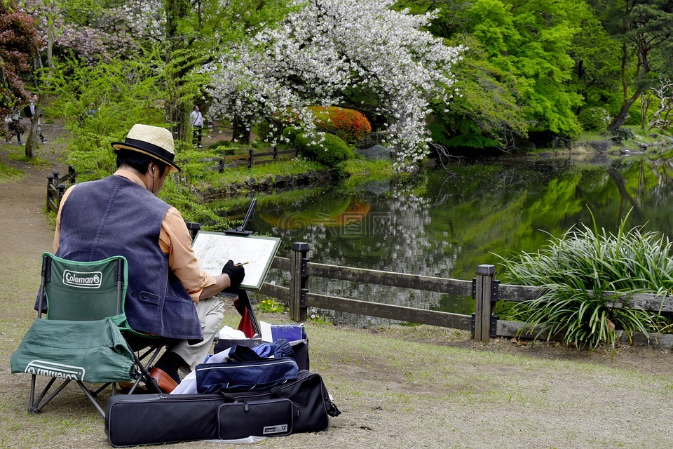 艺术家,日本,日本花园