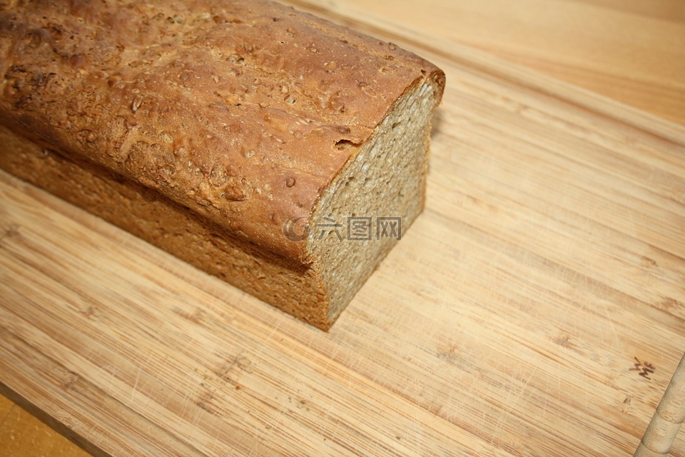 一块面包,面包,木板