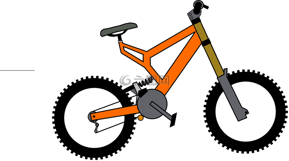 山,自行车,橙色