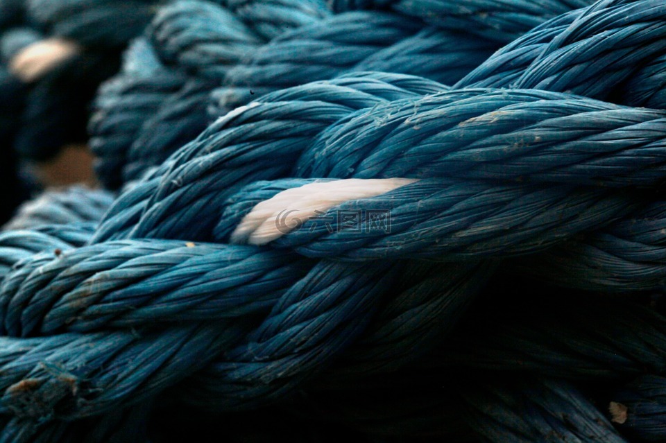 绳,麻花,蓝色