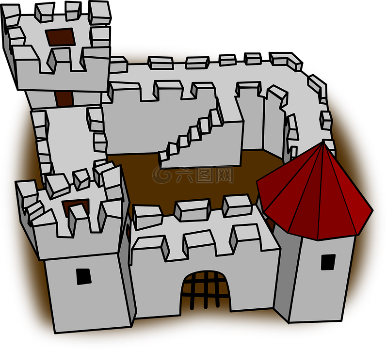 城堡,中世纪,炮台