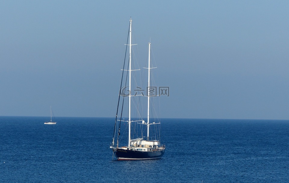 帆船,地中海,蓝色