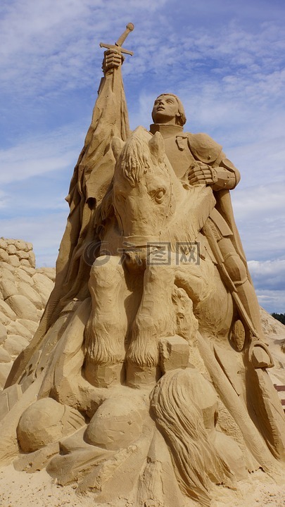 沙塔,砂雕塑,骑士