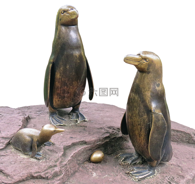 企鹅,组,铜像