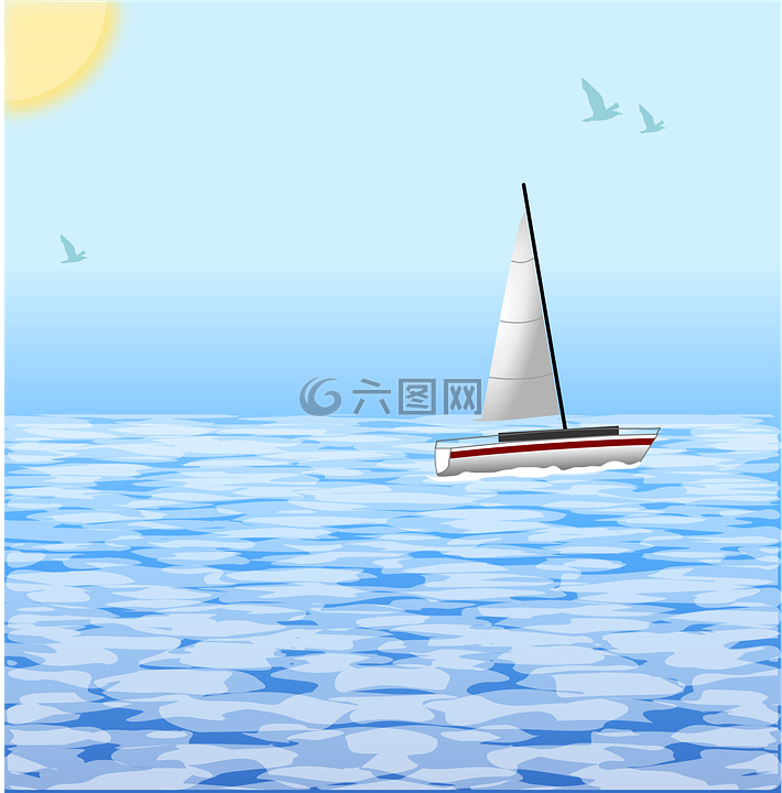 帆船,海洋,太阳