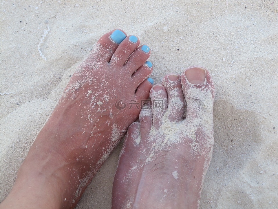 脚,沙,海滩