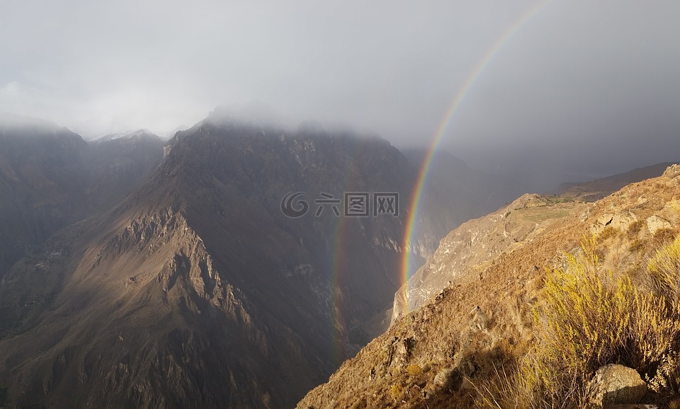 秘鲁,科尔卡峡谷,彩虹