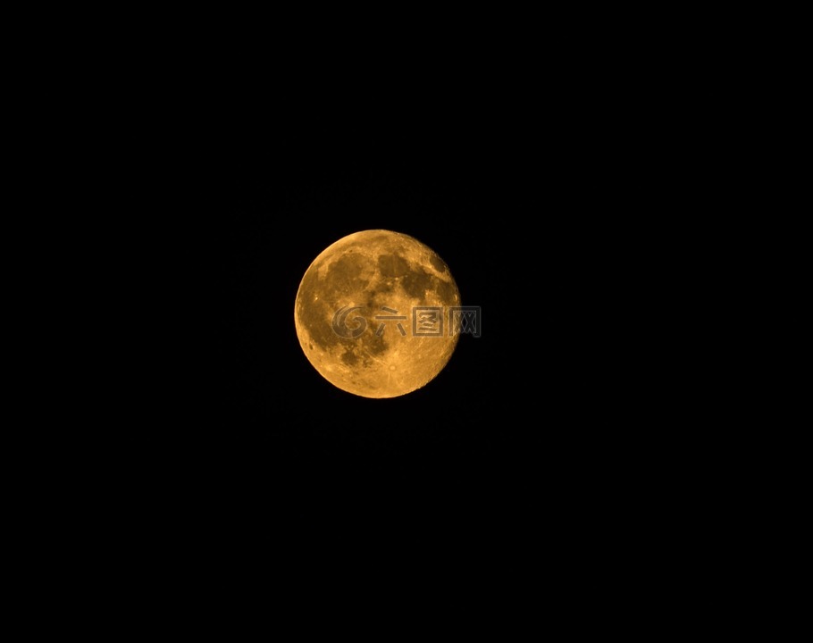 橘黄色的月亮,满月,全橙色的月亮