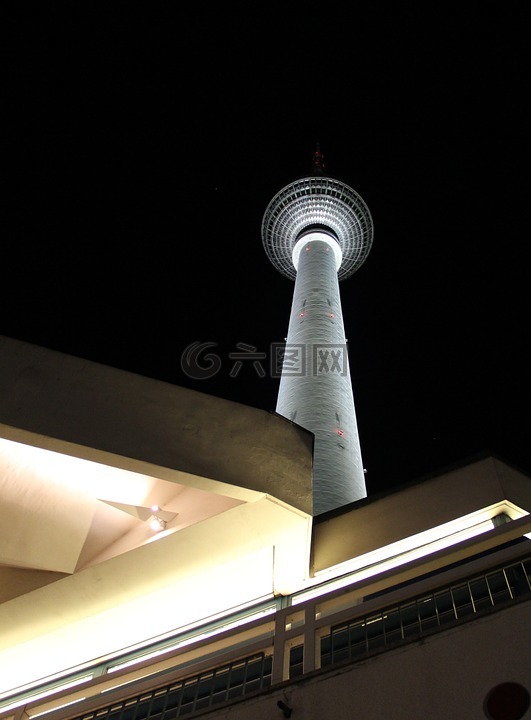 柏林,夜,电视塔