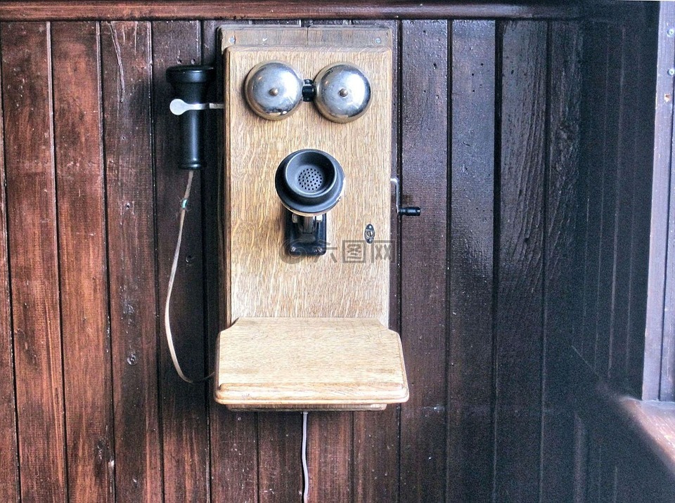 旧墙曲轴电话,电话,古董