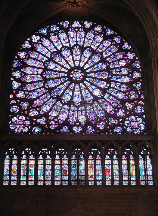 巴黎圣母院,染色玻璃窗口,玫瑰