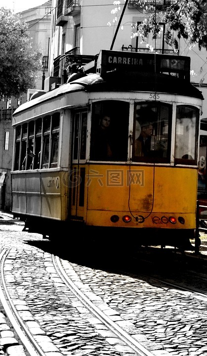 电车,里斯本,葡萄牙