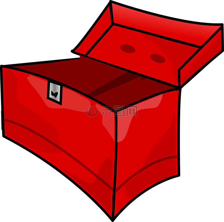 盒,红色,开放