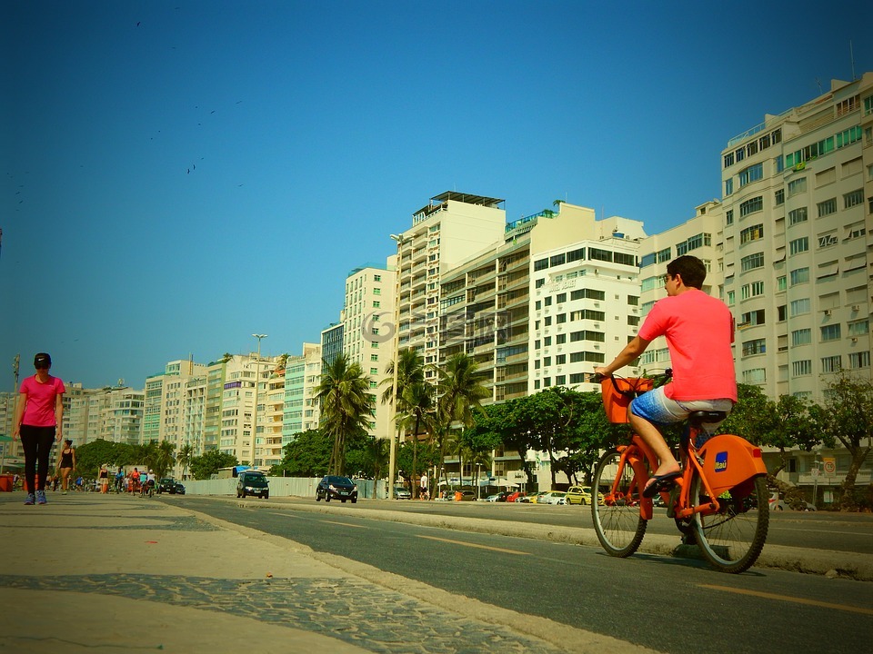 巴西,天空,骑单车的男子