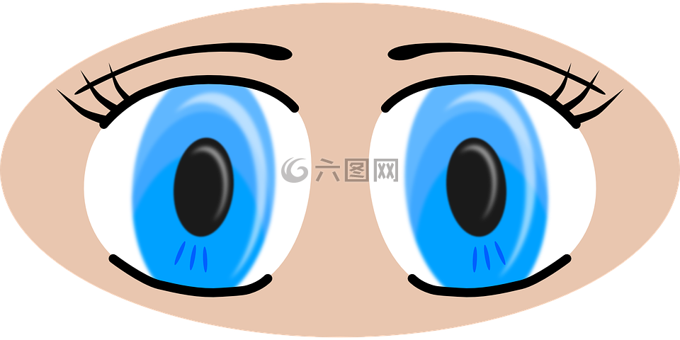 眼睛,蓝色,眼球