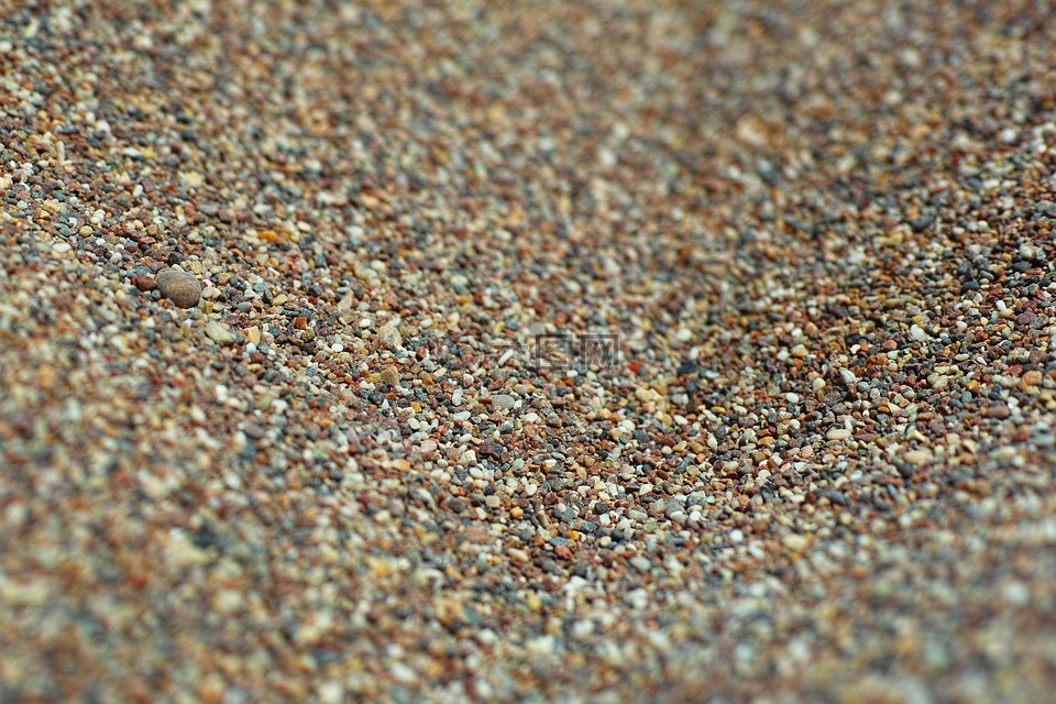 海滩,砾石,砂