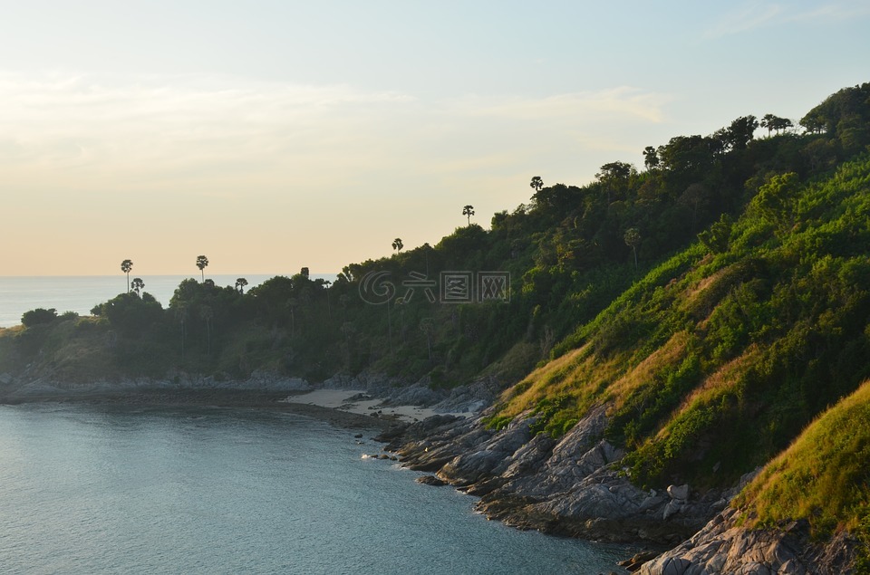 日落,泰国,旅游