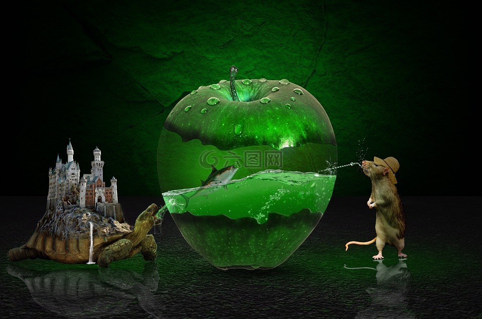 苹果绿色,photoshop,幻想