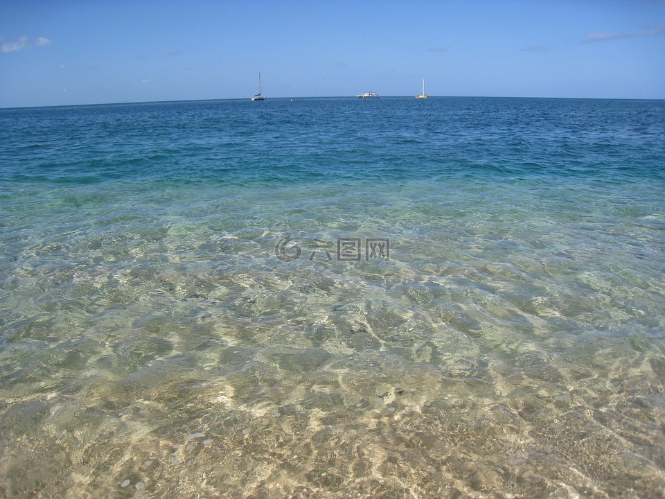 海滩,晶莹剔透,夏威夷