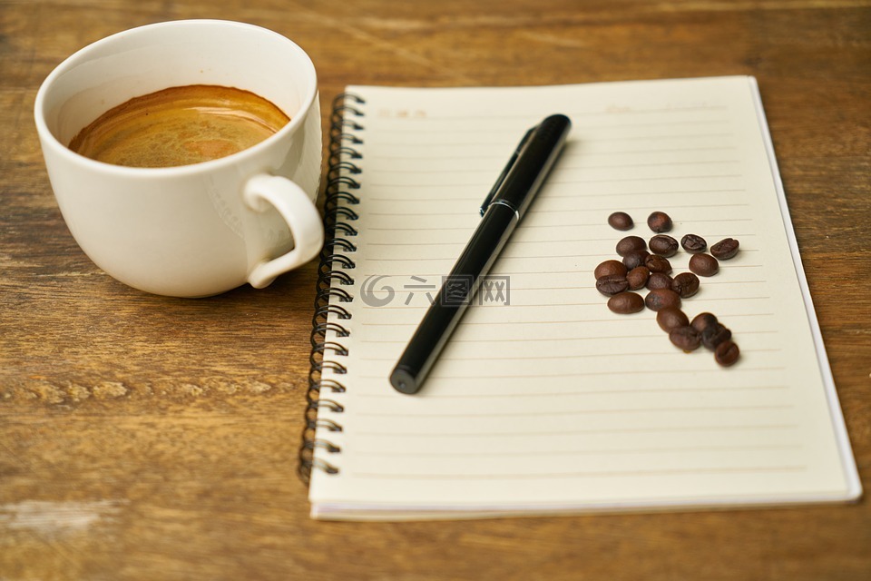 笔记本,咖啡,然