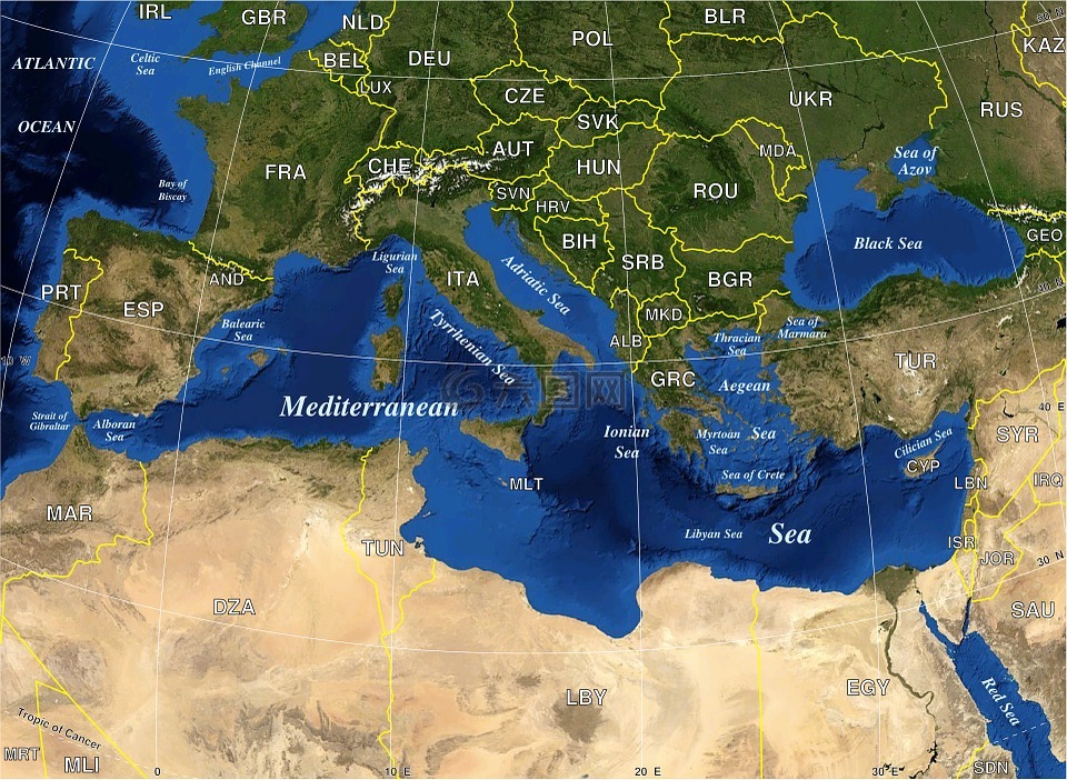 地理,地图,地中海