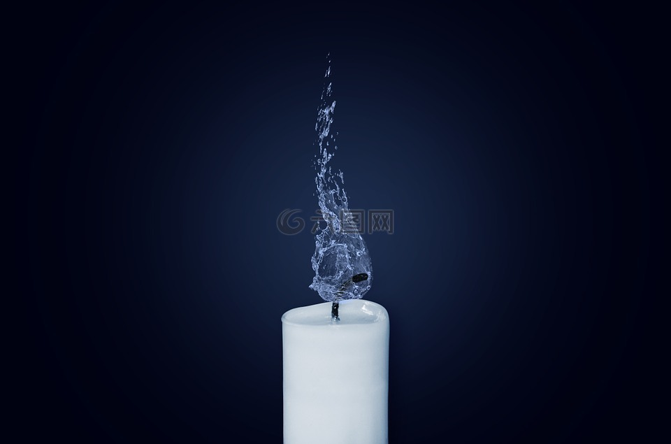 蜡烛,火焰,水