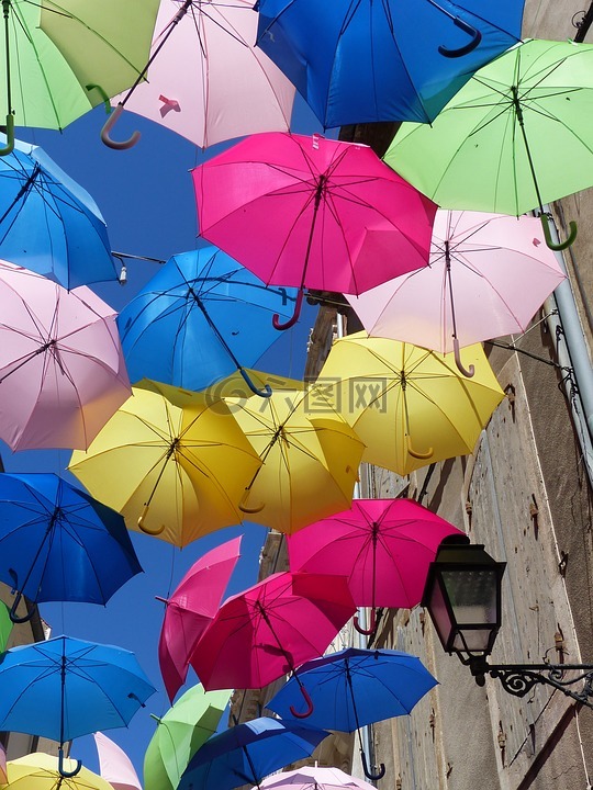 雨伞,丰富多彩,蓝蓝的天空