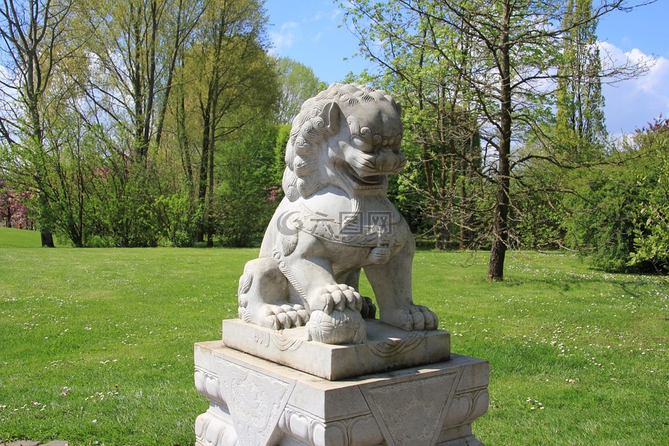 狮子,园林雕塑,花园